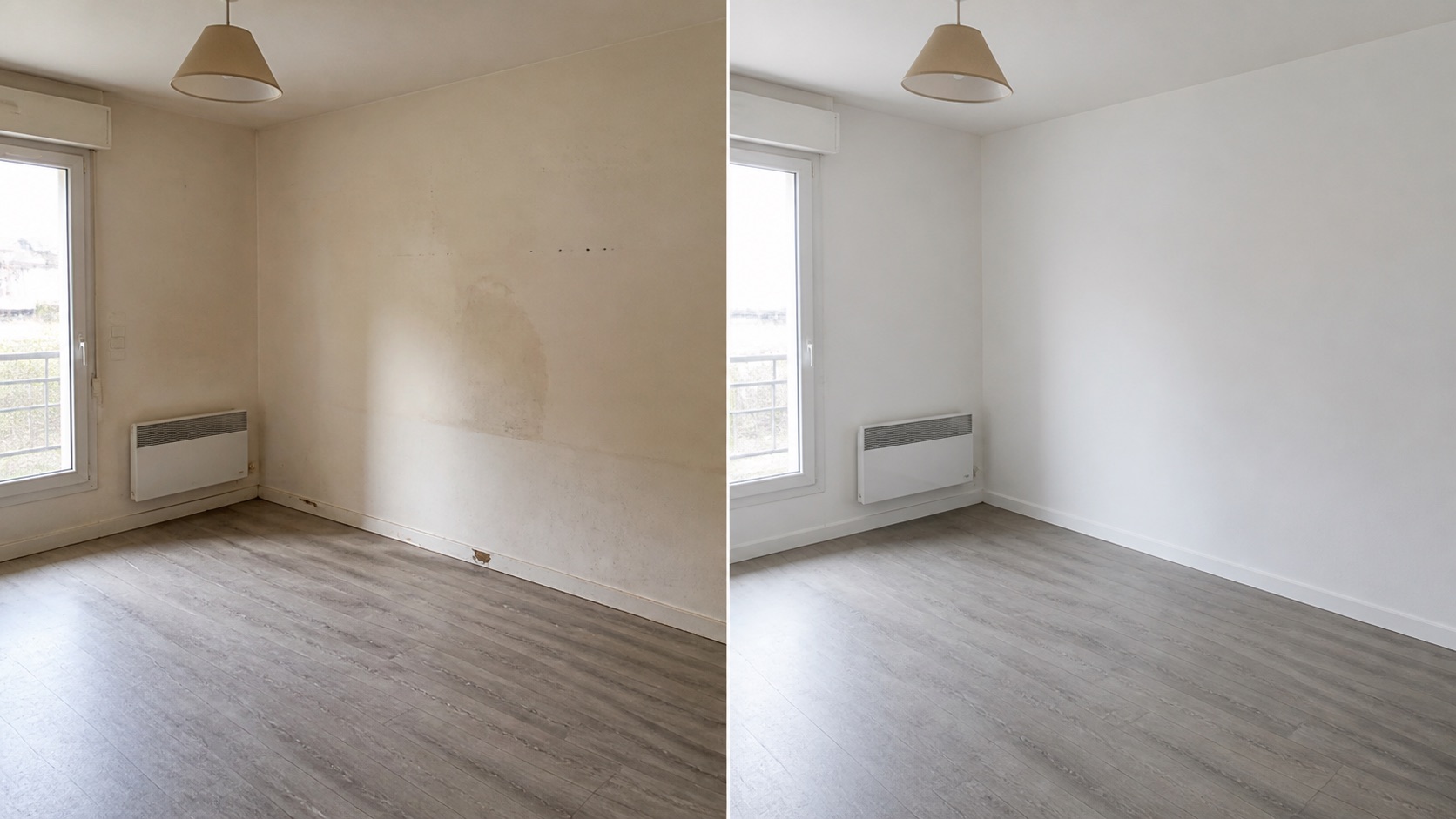 Comparaison avant après d'un logement remis en état avant état des lieux